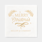 Vrolijk kerstscript Corporate Personalized Folie Servetten (Voorkant)