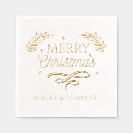 Vrolijk kerstscript Corporate Personalized Folie Servetten (Voorkant)