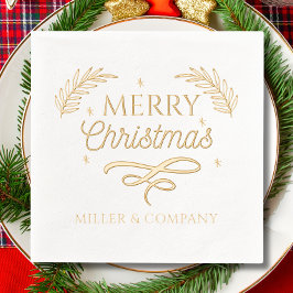 Vrolijk kerstscript Corporate Personalized Folie Servetten
