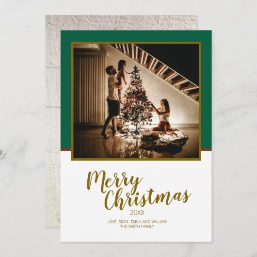 Vrolijk kerstscript Custom White Wood Feestdagenkaart (Voorkant / Achterkant)