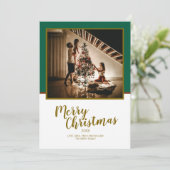 Vrolijk kerstscript Custom White Wood Feestdagenkaart (Staand voorkant)