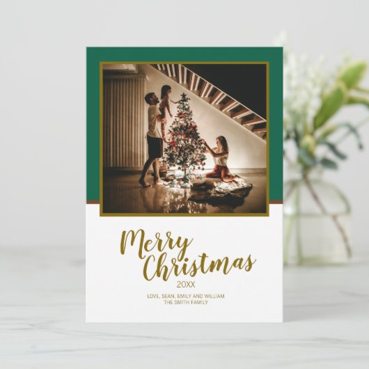 Vrolijk kerstscript Custom White Wood Feestdagenkaart (Staand voorkant)