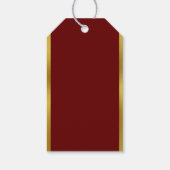 Vrolijk kerstscript donkerrood en gouden Jouw naam Cadeaulabel (Achterkant)