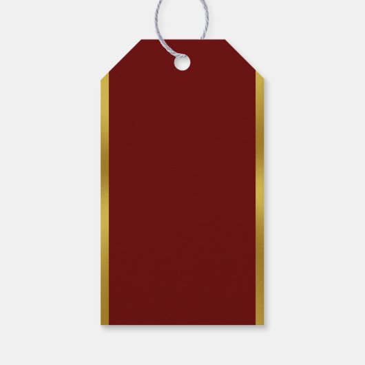 Vrolijk kerstscript donkerrood en gouden Jouw naam Cadeaulabel (Achterkant)