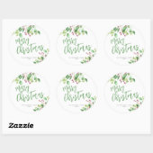 Vrolijk kerstscript eenvoudig modern elegant ronde sticker (Vel)
