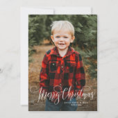 Vrolijk kerstscript eenvoudige groene foto feestdagenkaart (Voorkant)