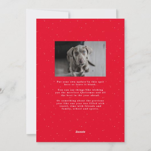 Vrolijk kerstscript eenvoudige rode foto feestdagenkaart (Achterkant)