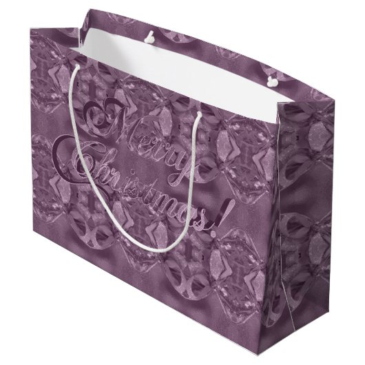 Vrolijk kerstscript elegant Antiek roze Groot Cadeauzakje (Achterkant Gekanteld)