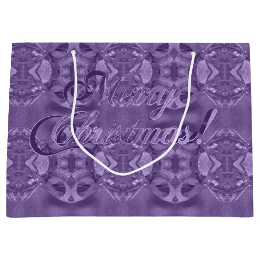 Vrolijk kerstscript elegant Paars Groot Cadeauzakje (Voorkant)