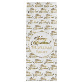 Vrolijk kerstscript Elegant wit en goud Wijn Cadeautas (Voorkant)