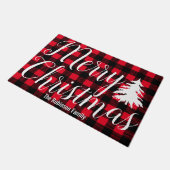 Vrolijk kerstscript en naam van de buffelspelige f deurmat (Schuin)