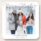 Vrolijk kerstscript Familie Foto Kerstmis Bier Onderzetter (Voorkant)