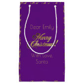 Vrolijk kerstscript Faux Gold Foil Paars Klein Cadeauzakje (Voorkant)