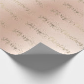 Vrolijk kerstscript Faux Gold Pastel Roze Rose Cadeaupapier (Hoek)