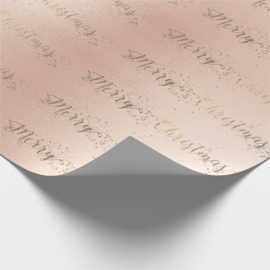 Vrolijk kerstscript Faux Gold Pastel Roze Rose Cadeaupapier (Hoek)
