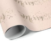 Vrolijk kerstscript Faux Gold Pastel Roze Rose Cadeaupapier (Rol Hoek)