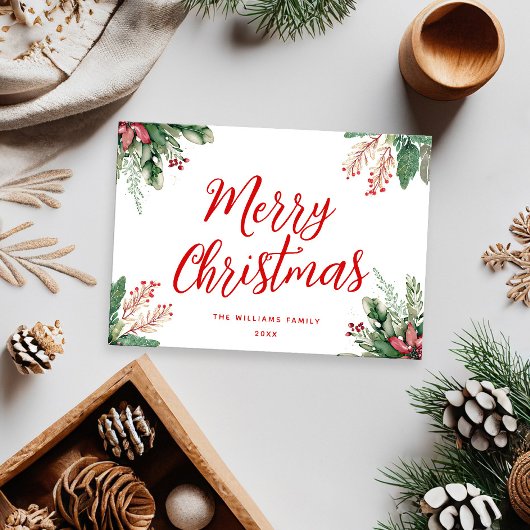 Vrolijk kerstscript Floral Feestdagenkaart