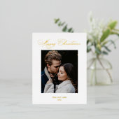 Vrolijk kerstscript Folie legant Folie Feestdagen Briefkaart (Staand Voorkant)