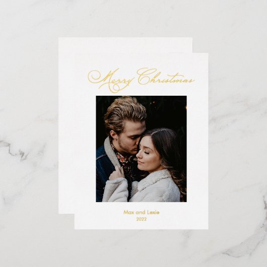 Vrolijk kerstscript Folie legant Folie Feestdagen Briefkaart (Voorkant / Achterkant)