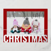 Vrolijk Kerstscript Foto Eenvoudig Modern Folie Feestdagen Briefkaart (Voorkant)