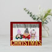Vrolijk Kerstscript Foto Eenvoudig Modern Folie Feestdagen Briefkaart (Staand Voorkant)