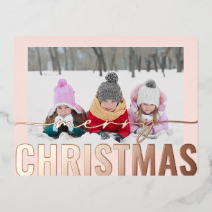 Vrolijk Kerstscript Foto Eenvoudig Modern Folie Feestdagen Briefkaart