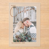 Vrolijk kerstscript Foto eerste kerst Acryl Uitnodigingen (Voorkant)