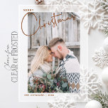 Vrolijk kerstscript Foto eerste kerst Acryl Uitnodigingen<br><div class="desc">Vier je allereerste kerst samen met deze hartverwarmende acrylfotokaart, ontworpen om de intieme vreugde van het seizoen vast te leggen. Het elegante "Merry Christmas" script zweeft boven een mooi, persoonlijk afbeelding van jou en je geliefde, verpakt in de warmte van de feestdagen. Of je nu gebundeld bent in winterjassen of...</div>