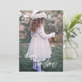 Vrolijk kerstscript Foto Kerstmis Feestdagenkaart (Staand voorkant)