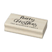 Vrolijk kerstscript gepersonaliseerde familienaam rubberstempel (Stempel)