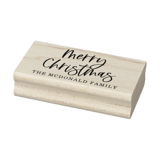 Vrolijk kerstscript gepersonaliseerde familienaam rubberstempel (Stempel)