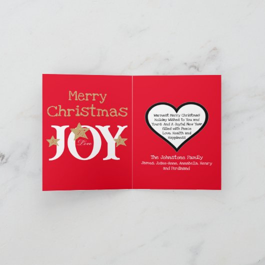 Vrolijk kerstscript gevouwen rode vakantie Kaart (Binnen)