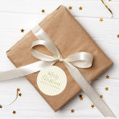 Vrolijk kerstscript Goud gestreept cadeau Ronde Sticker