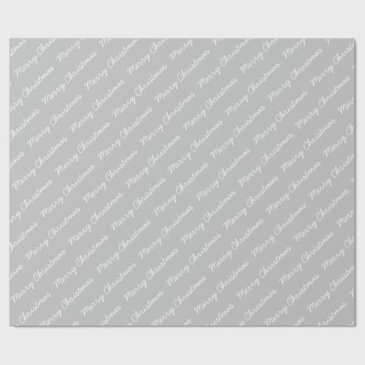 Vrolijk kerstscript grijs en wit cadeaupapier (Vlak)