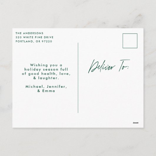 Vrolijk kerstscript Groen 6 Fotocollage Feestdagenkaart (Achterkant)