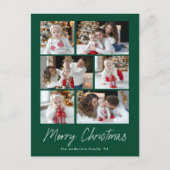 Vrolijk kerstscript Groen 6 Fotocollage Feestdagenkaart (Voorkant)