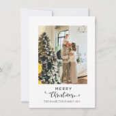 Vrolijk kerstscript groen geel geruite foto feestdagenkaart (Voorkant)