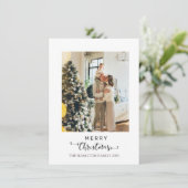 Vrolijk kerstscript groen geel geruite foto feestdagenkaart (Staand voorkant)