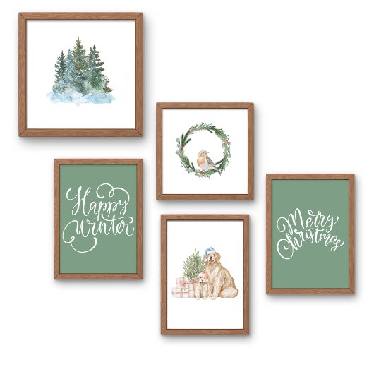 Vrolijk kerstscript groen poster