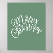 Vrolijk kerstscript groen poster (Voorkant)
