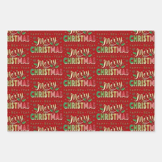 Vrolijk kerstscript inpakpapier vel (Voorkant 2)