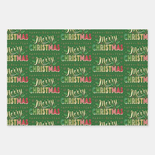 Vrolijk kerstscript inpakpapier vel (Voorkant)