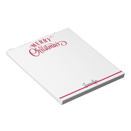 Vrolijk kerstscript Jouw naam cadeaubon Notitieblo Notitieblok (Schuin)