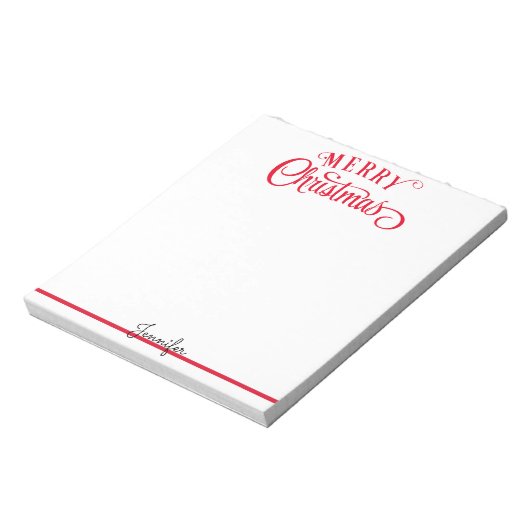 Vrolijk kerstscript Jouw naam cadeaubon Notitieblo Notitieblok (Linkerzijde)