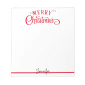 Vrolijk kerstscript Jouw naam cadeaubon Notitieblo Notitieblok (Voorkant)