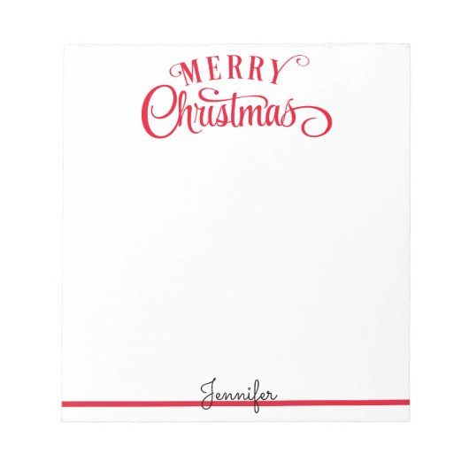 Vrolijk kerstscript Jouw naam cadeaubon Notitieblo Notitieblok (Voorkant)