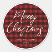 Vrolijk kerstscript kalligrafie plakt ronde sticker (Voorkant)