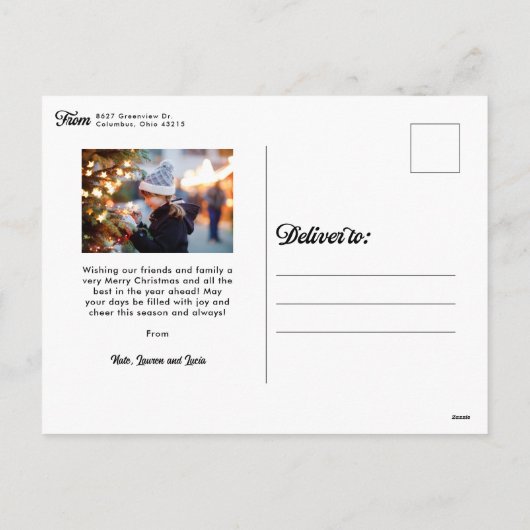 Vrolijk kerstscript klassieke twee foto's feestdagenkaart (Achterkant)