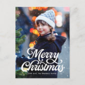 Vrolijk kerstscript klassieke twee foto's feestdagenkaart (Voorkant)