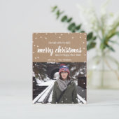 Vrolijk kerstscript Kraft Paper | Foto Feestdagenkaart (Staand voorkant)